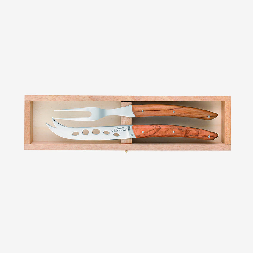 Premium Olive Wood Cheese Set - 2-Piece Box with Knives & Serving Board | Elegant Gift for Wine & Cheese Lovers | Perfect for Dinner Parties, Charcuterie Boards & Gourmet Entertaining