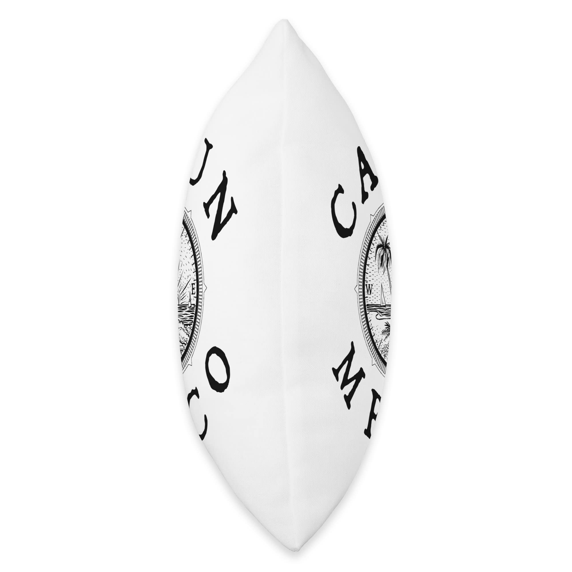 Stylish Cancun Mexico Compass Rose & Beach Throw Pillow - Perfect for Coastal Home Decor, Vacation Rental Accents, and Tropical Living Room Accessories