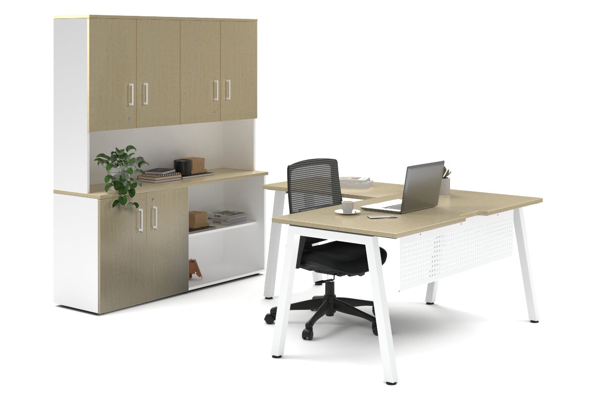 Quadro A Legs L-Shaped Executive Desk with White Legs [1600L x 1700W] - Perfect for Home Office & Modern Workspace Setup