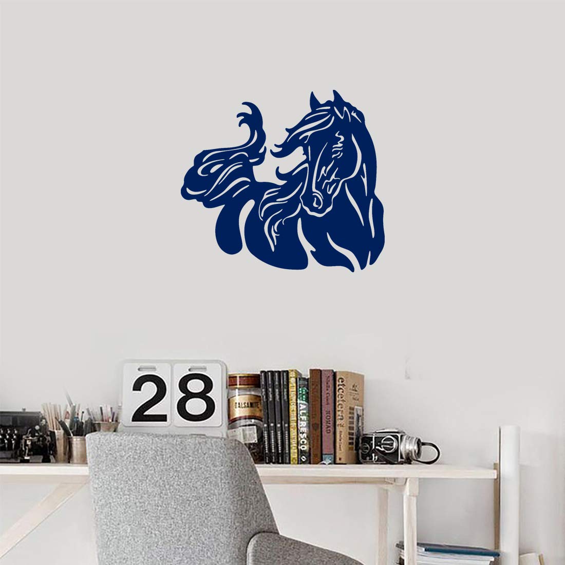 Premium Waterproof Vinyl Decal Stickers (Set of 2) - Navy Blue Horse Design for Laptop, Phone, Helmet, Car Window, Bumper, Mug, Cup, Door & Wall Decoration - Perfect for Personalizing Devices, Home Decor & Gift Giving