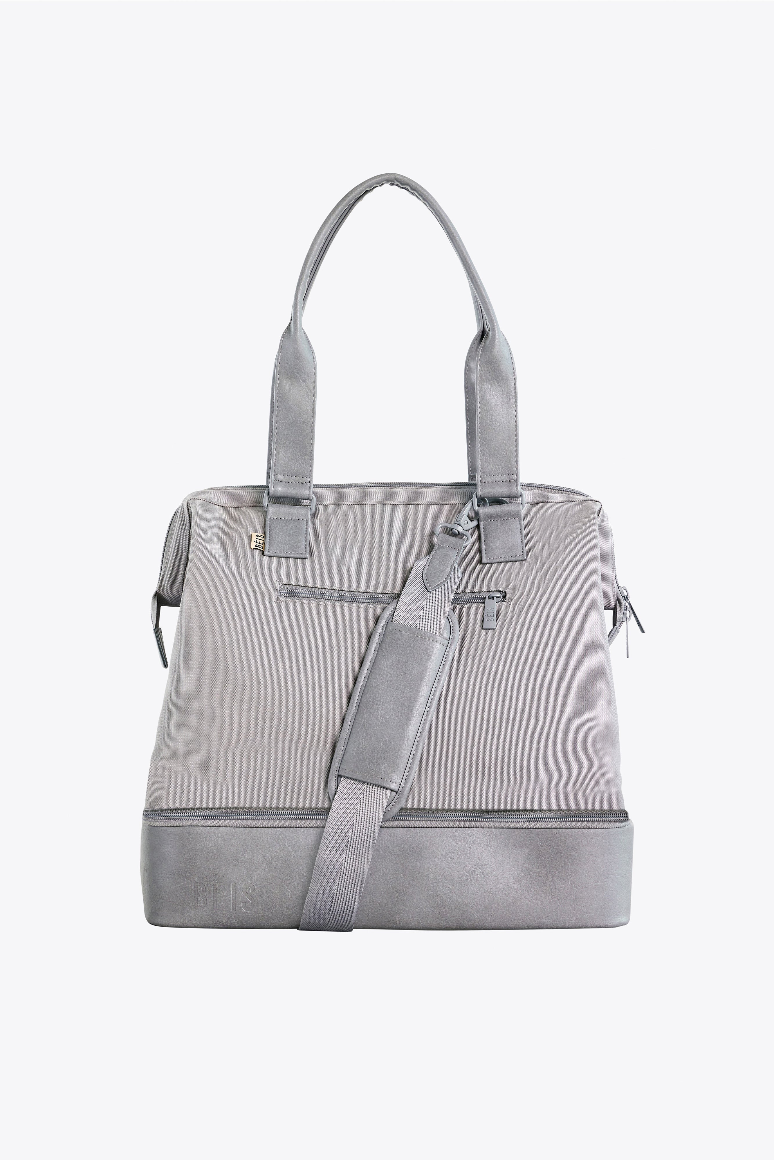 Grey Convertible Mini Weekender Bag - Stylish & Compact Travel Duffel for Weekend Getaways, Gym, Work & Overnight Trips