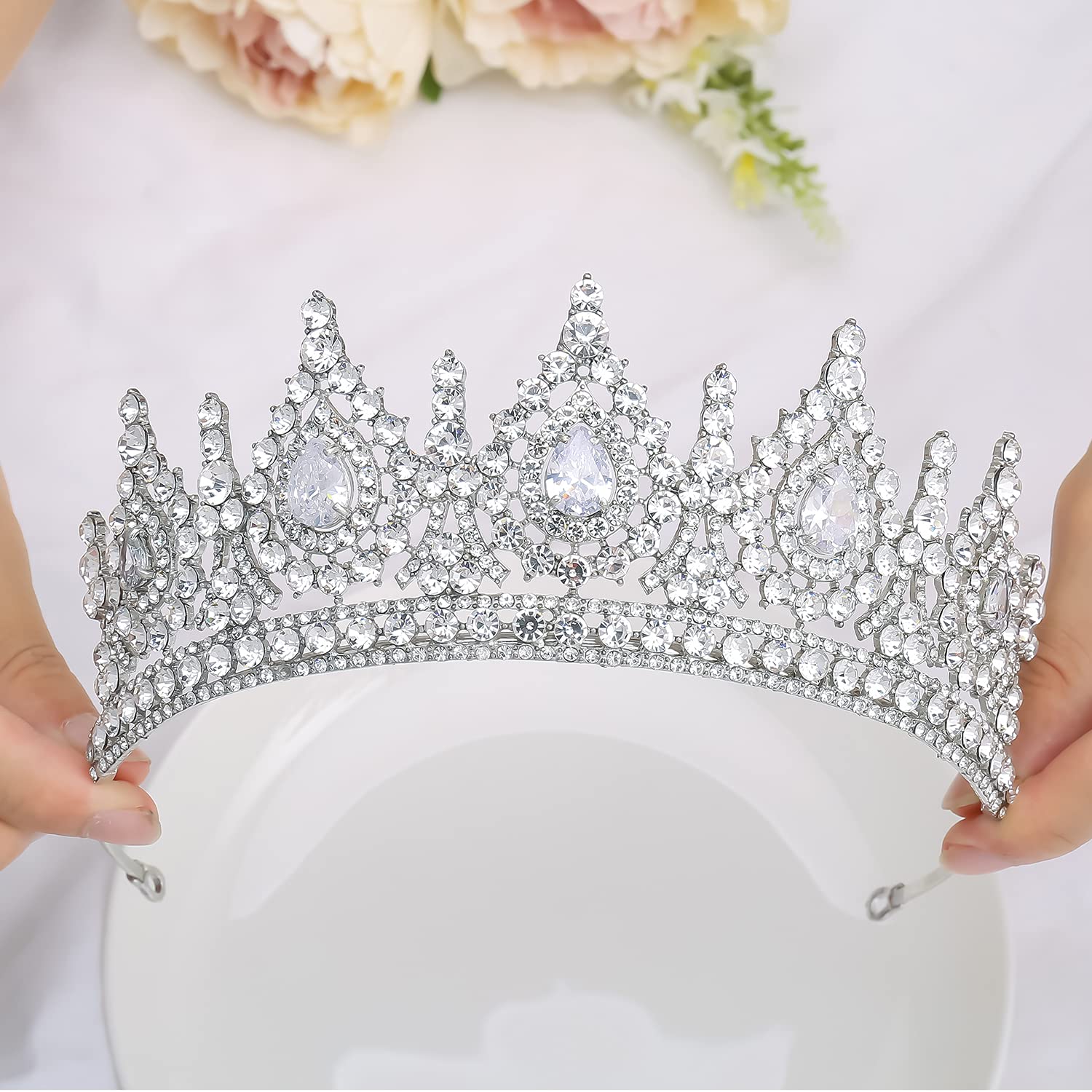 Luxury Crystal Bridal Tiara for Women & Girls - Elegant Queen Crown Hair Jewelry for Weddings, Costume Parties & Special Occasions - Perfect Gift Accessory for Brides, Prom, Pageants & Photo Shoots