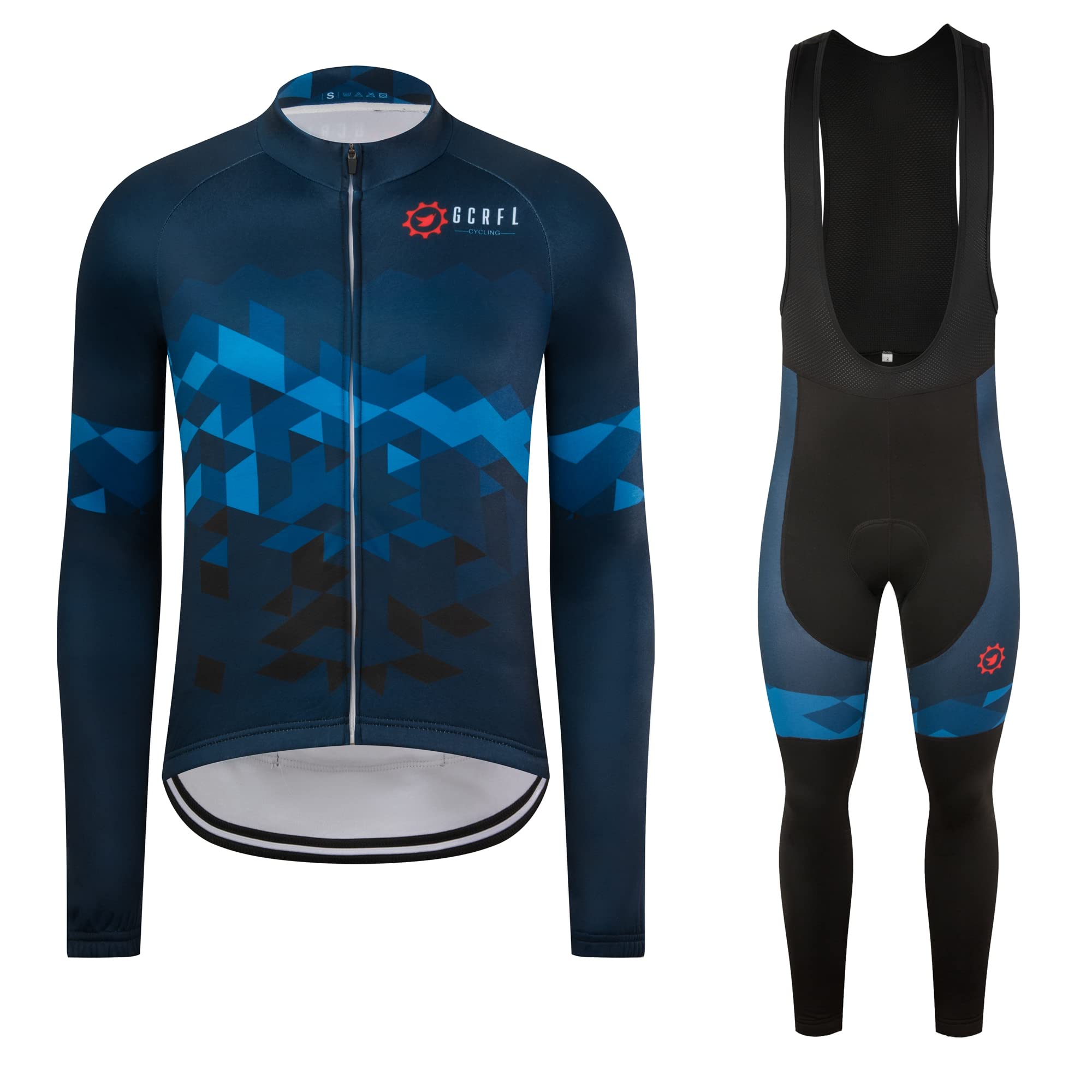 Thermal Fleece Winter Cycling Jersey & Bib Pants Set for Men - Long Sleeve Cold Weather Bike Clothing for Road & Mountain Biking - Perfect for Cold Morning Rides & Winter Training