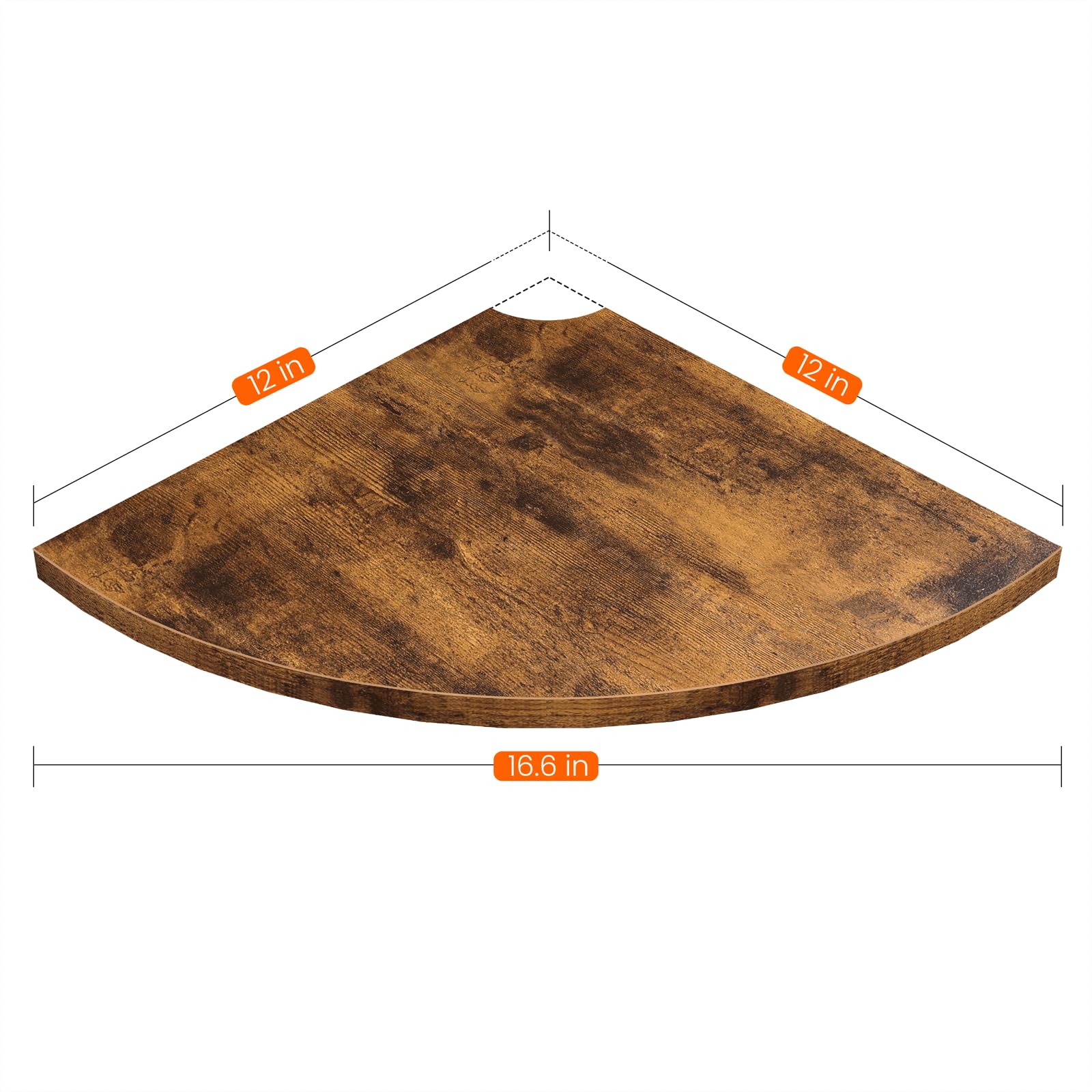 Homode 12 Inch Wood Floating Corner Shelves Set of 2 - Wall Mount Corner Shelf with Cord Hole, Rustic Brown - Perfect for Bathroom Storage, Bedroom Decor & Kitchen Organization