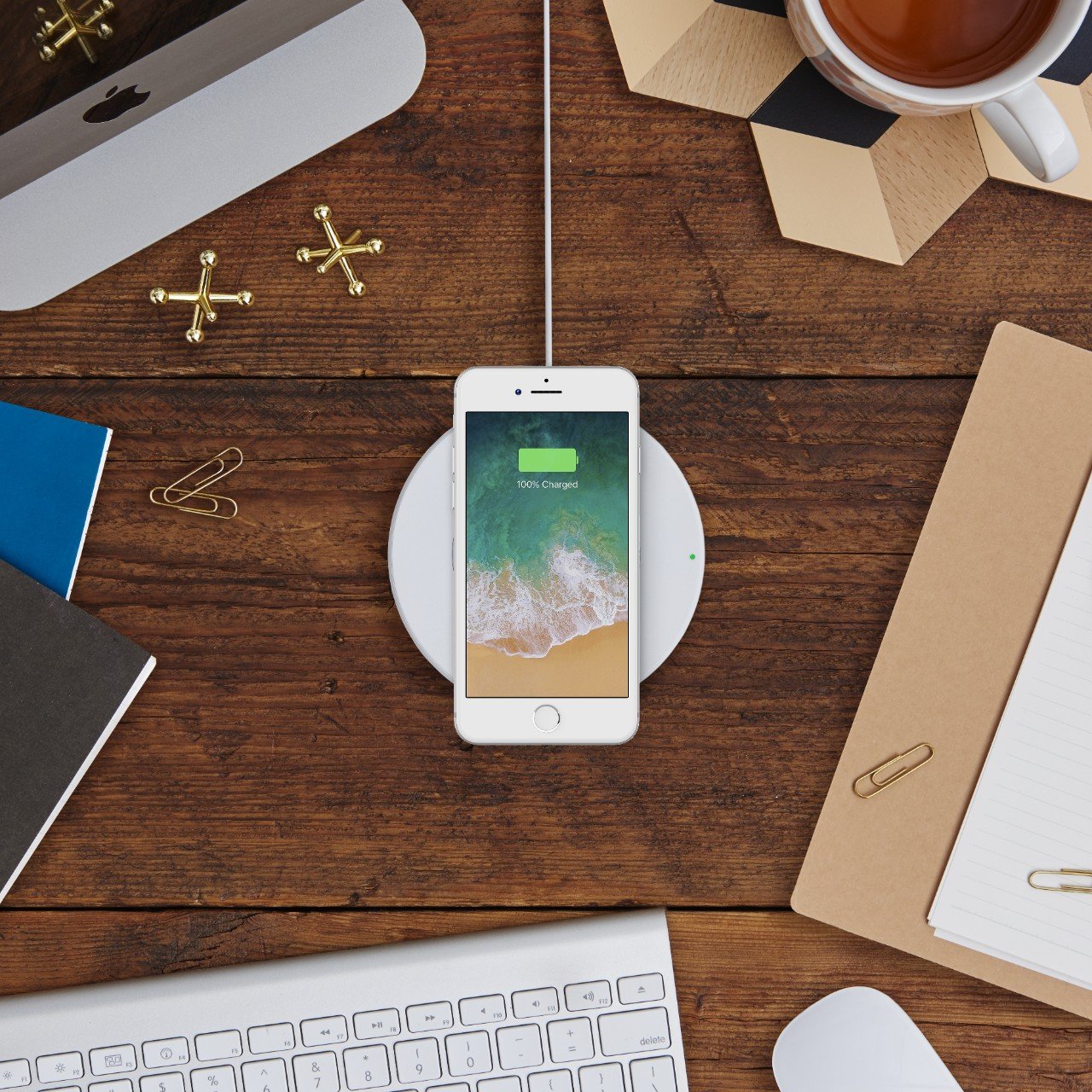 Belkin 7.5W Fast Wireless Charging Pad - Qi Certified for iPhone, Samsung Galaxy & AirPods - EU Plug (White) | Perfect for Bedside, Office & Car Charging
