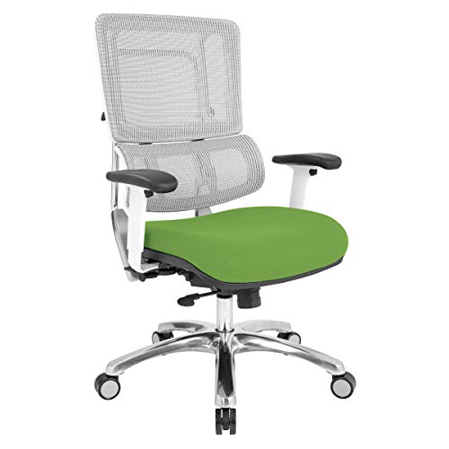 Polished Aluminum Base and Green Mesh Seat