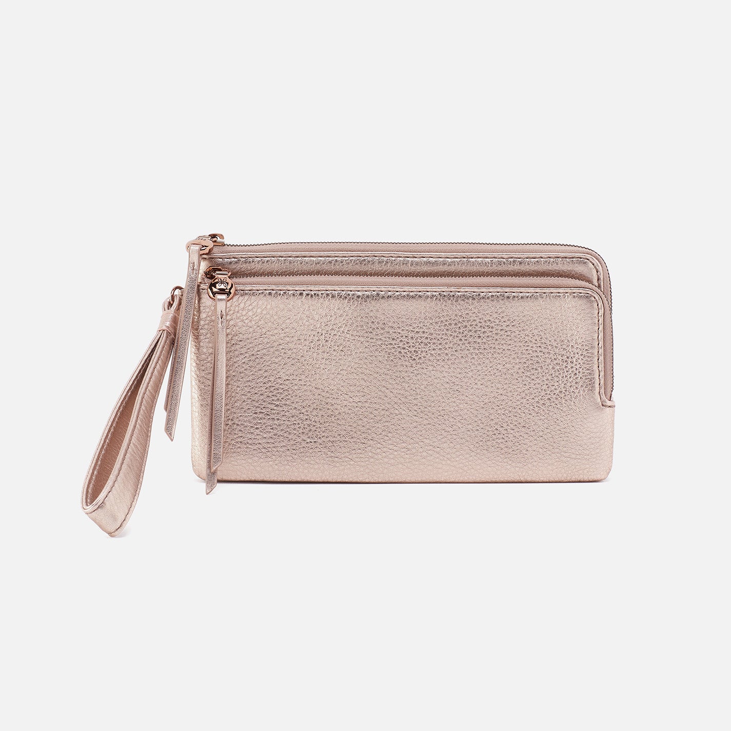 Dayton Wristlet in Pink Gold Metallic Leather - Stylish Women's Wallet for Everyday Use, Parties & Shopping