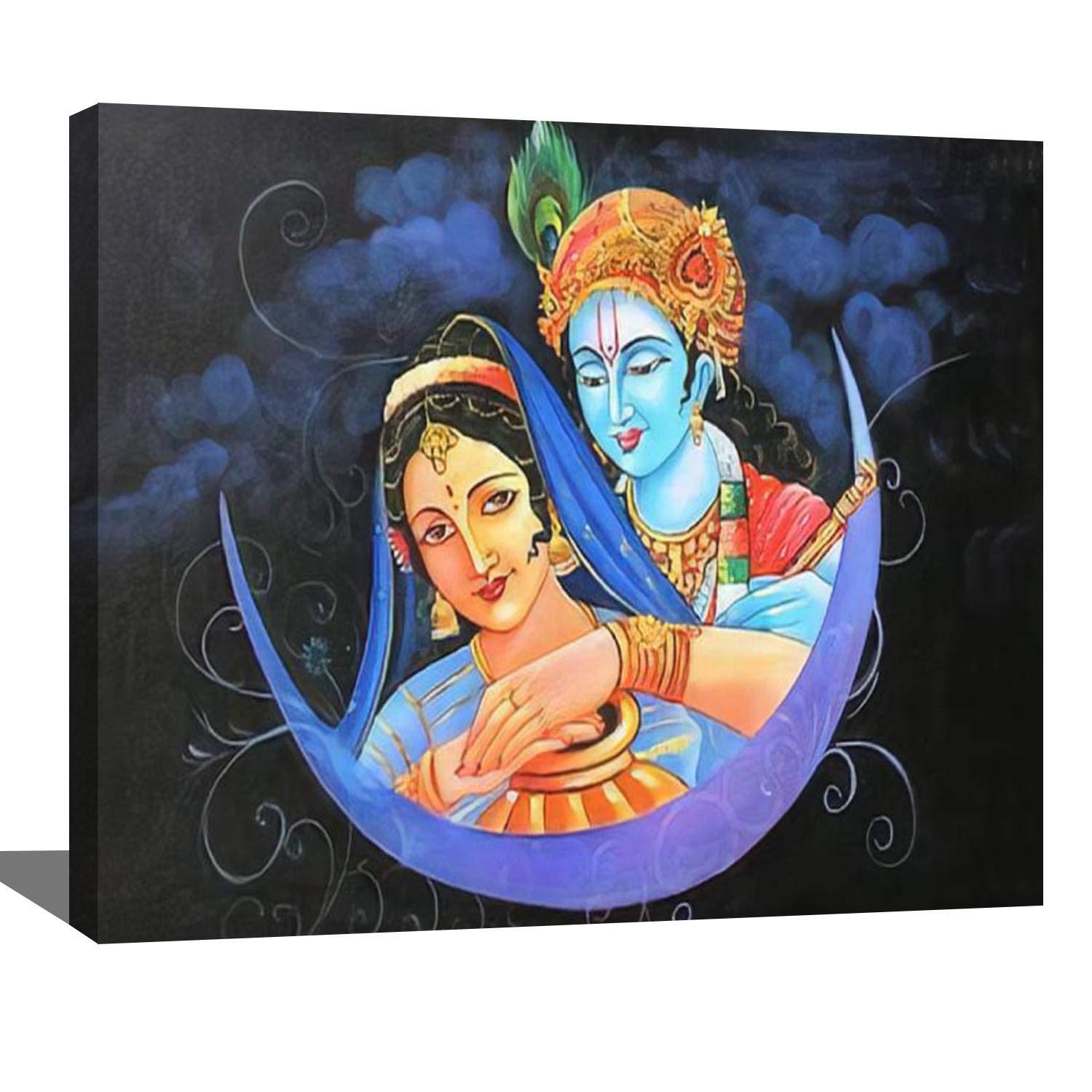 DIY Digital Oil Painting Kit - Radha Krishna Canvas Art with Wooden Frame, Acrylic Paint by Numbers for Adults & Beginners (16x20 Inch) - Perfect for Home Wall Decor, Meditation Room & Indian Cultural Gift