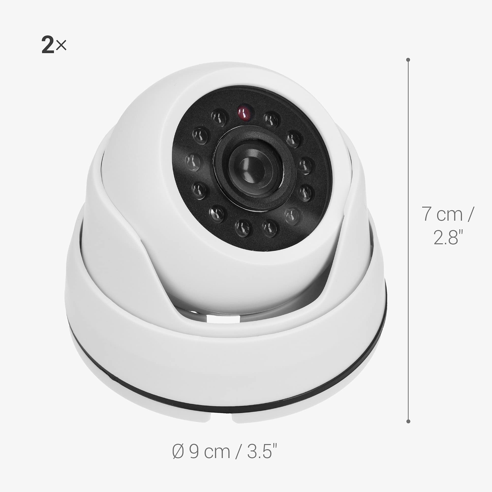**kwmobile Fake Surveillance Camera - 2 Pack Dummy CCTV Security Camera with LED Light for Home & Shop - Dome Style Burglar Deterrent for Indoor Use (1080p HD, White) - Ideal for Garage, Office & Retail Store Security**