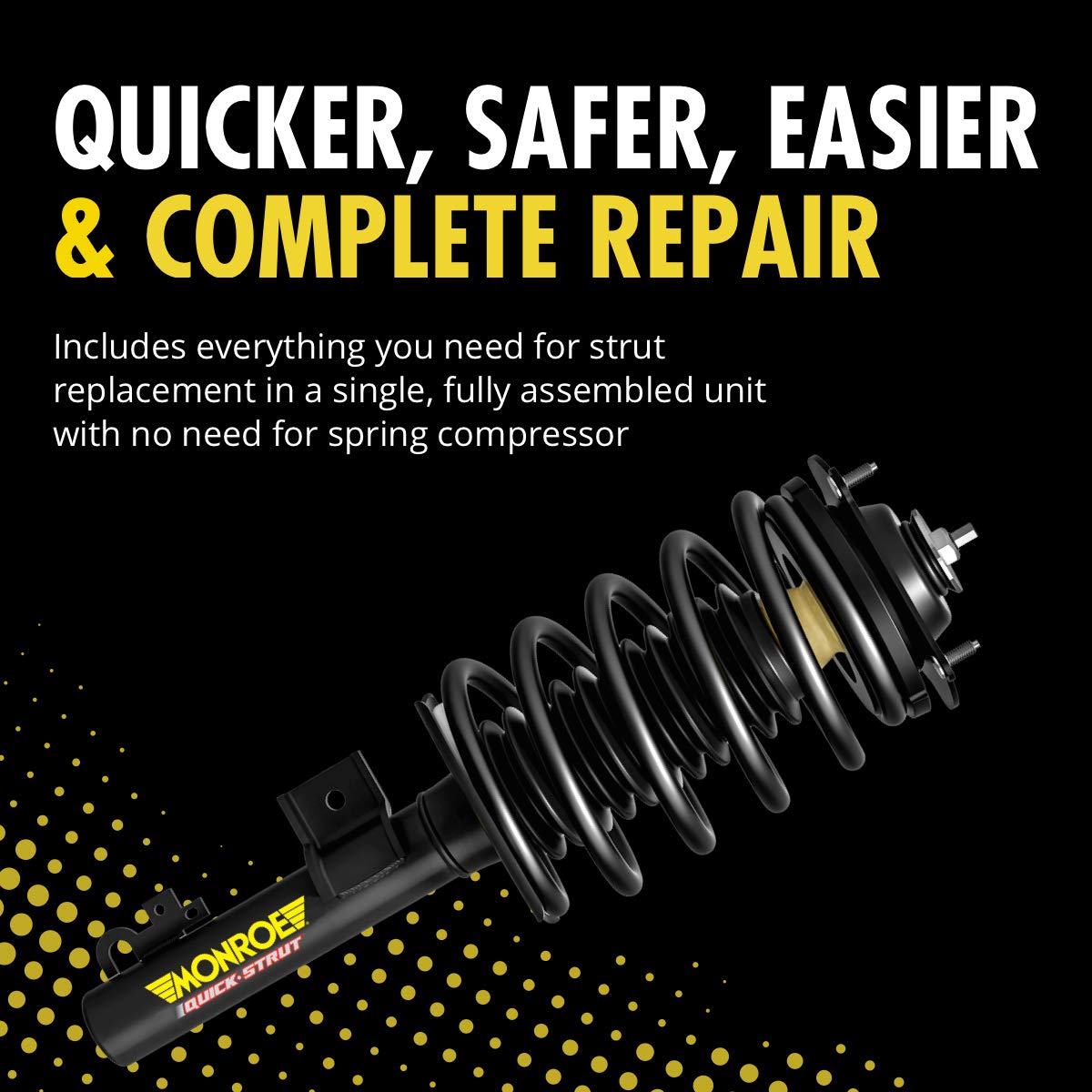 Monroe Quick-Strut 171463 Complete Strut Assembly with Coil Spring - Front or Rear Suspension Replacement for Smooth Ride - Perfect for Trucks, SUVs & Sedans