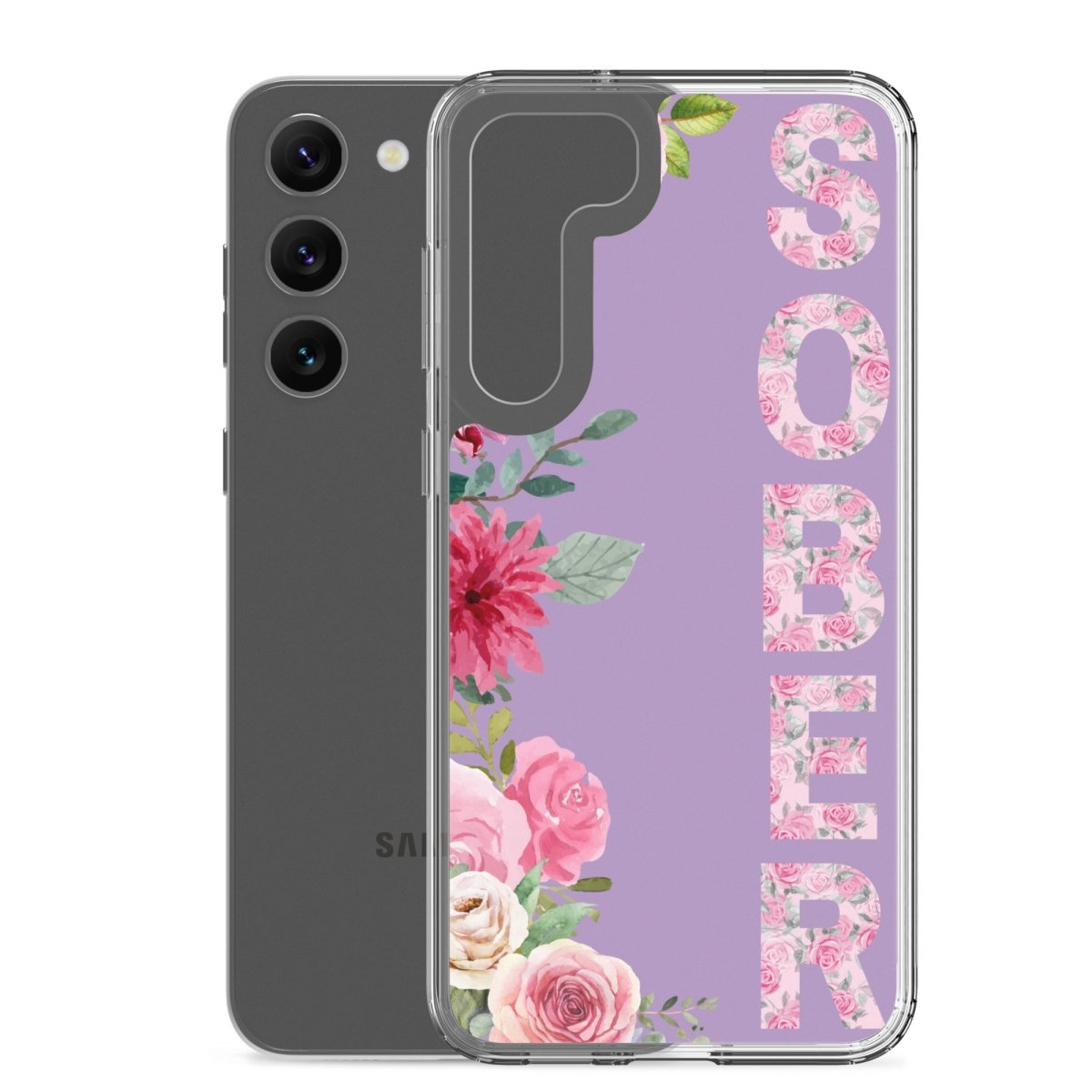 SOBER Rose Gold Chinoiserie Floral Samsung Phone Case - Clear Protective Cover for Galaxy S23/S22/S21 - Stylish & Durable for Everyday Use