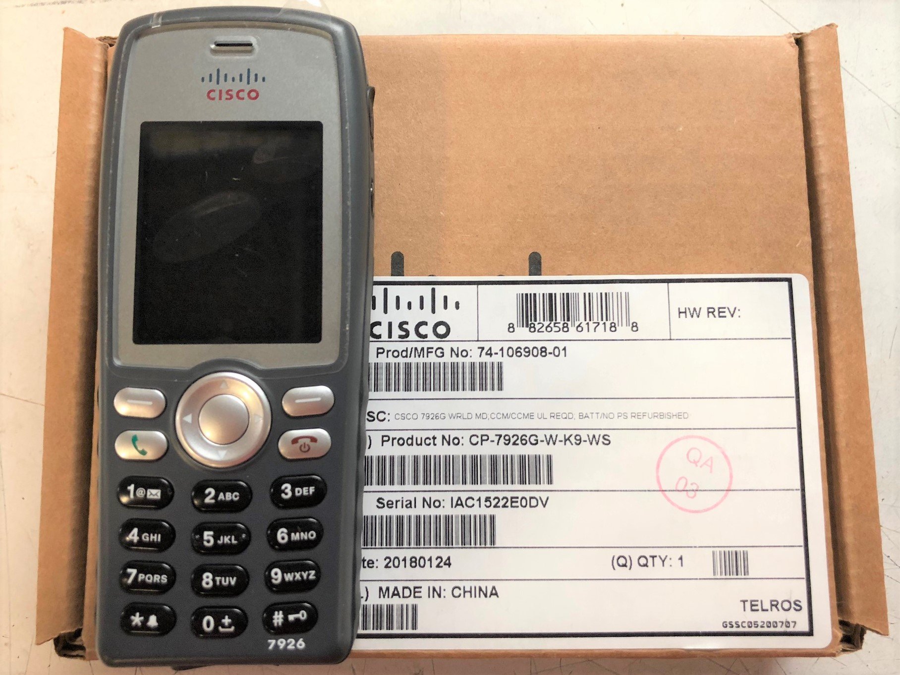 Certified Refurbished Cisco 7926G Wireless IP Phone CP-7926G-W-K9 (No Battery/Power Supply) | VoIP Business Phone for Office & Warehouse Communication | Reliable Wireless Headset-Compatible Desk Phone