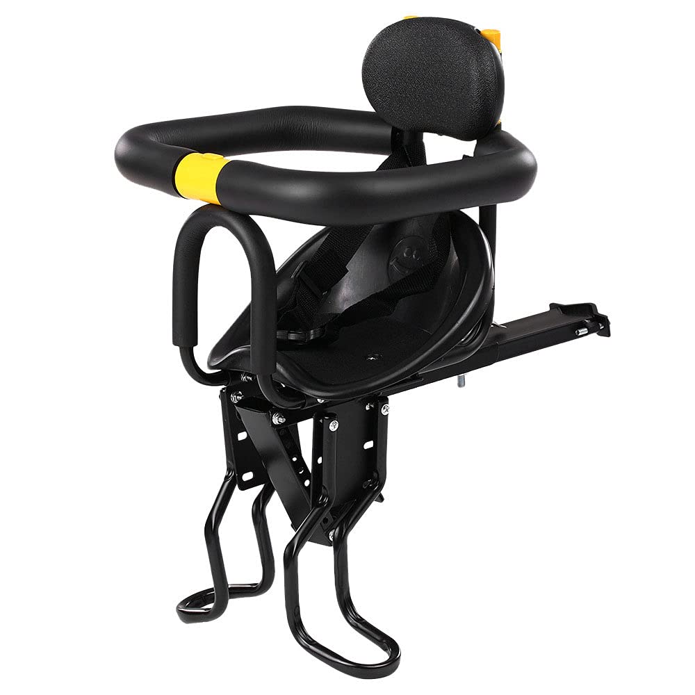 Universal Front Mounted Baby Bike Seat - Safe & Comfortable Kids Bicycle Carrier with Backrest & Foot Pedals - Perfect for Family Cycling, Commuting & Outdoor Adventures