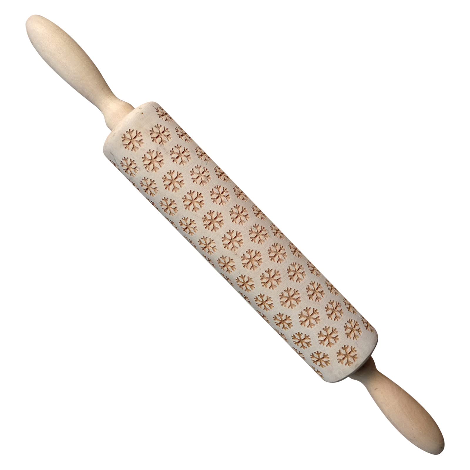 Wooden Christmas Cookie Rolling Pin - Embossed Cookie Dough Sticks for Holiday Baking - Perfect for Christmas Cookies, Gingerbread Men & Festive Pastries