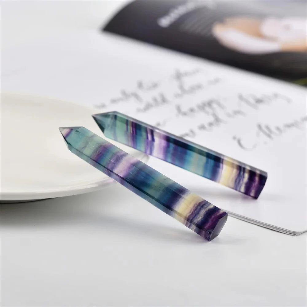 100% Natural Green Purple Fluorite Wand - Healing Crystal Quartz Point Gemstone for Home Decor, Meditation & Energy Healing | Perfect Gift for Spiritual & Wellness Enthusiasts