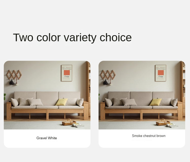 Modern Nordic Fabric Sofa - Solid Oak Wood Frame - Stylish & Durable Living Room Furniture for Small Spaces & Apartments