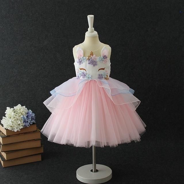 Unicorn Deluxe Party Dress for Girls - Sparkly Princess Costume with Tutu Skirt | Fast Shipping | Perfect for Birthday Parties, Halloween & Dress-Up Play
