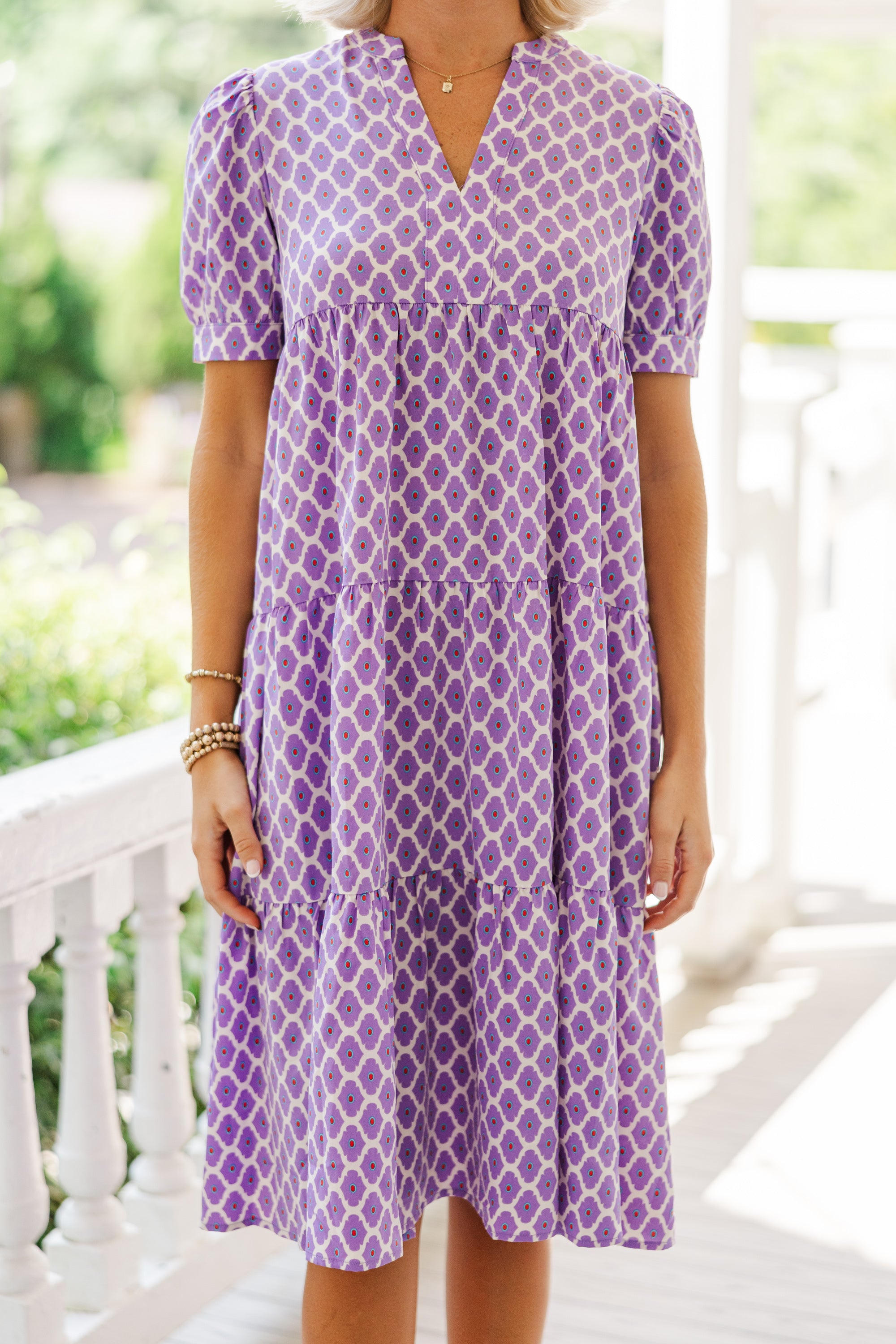 Fast Learner Purple Lattice Print Midi Dress - Elegant Floral Summer Dress for Women, Perfect for Beach Vacation, Date Night & Casual Outings