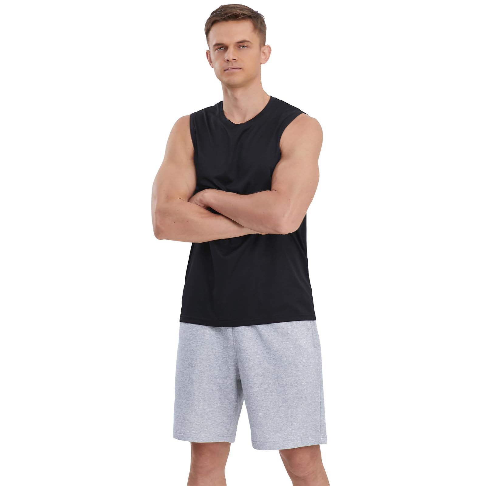 5 Pack Men's Tank Tops - Breathable Sleeveless Gym Shirts for Workout & Muscle Training - Athletic Performance Shirts for Running, Weightlifting & Summer Fitness