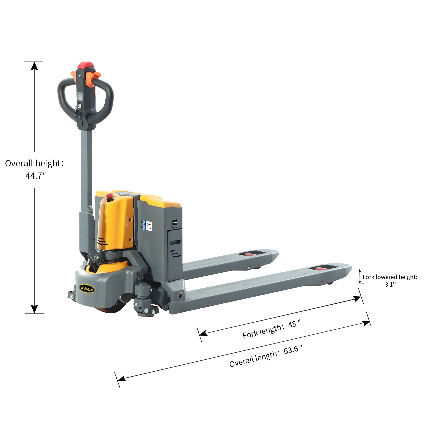 Apollolift A 1037 Full Electric Lithium Pallet Jack - 3300 lbs Capacity, 48