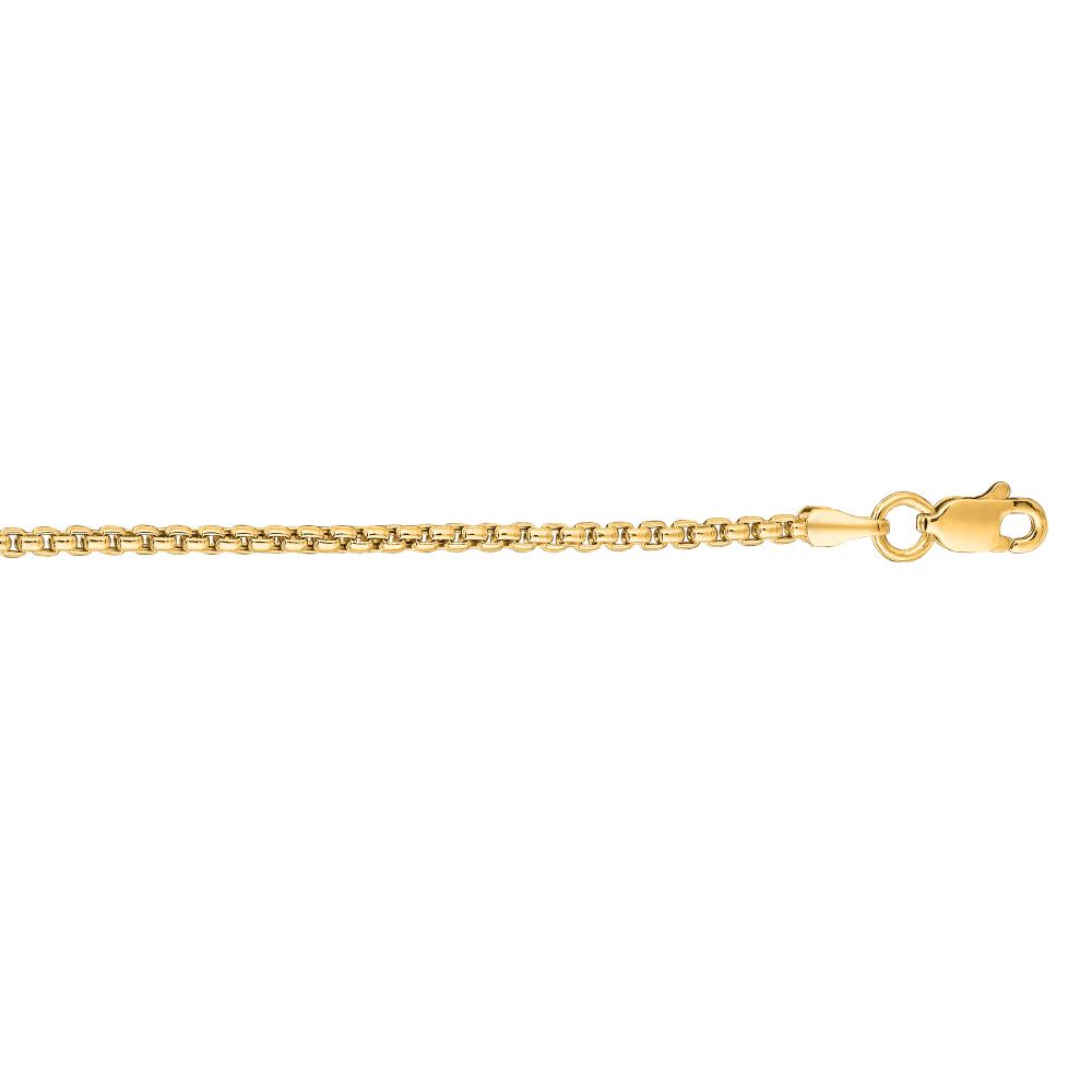 14K Gold 1.8mm Lite Round Box Chain Necklace for Women - Dainty & Lightweight Jewelry for Everyday Wear, Layering, and Gifts