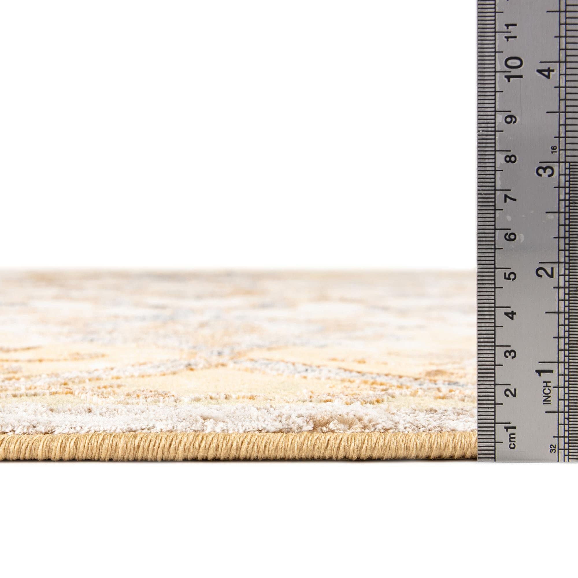 Highbury Collection 7' x 10' Yellow Medium-Pile Area Rug - Soft Living Room Bedroom Dining Room Carpet for Home Decor | Cozy Floor Covering for Family Spaces
