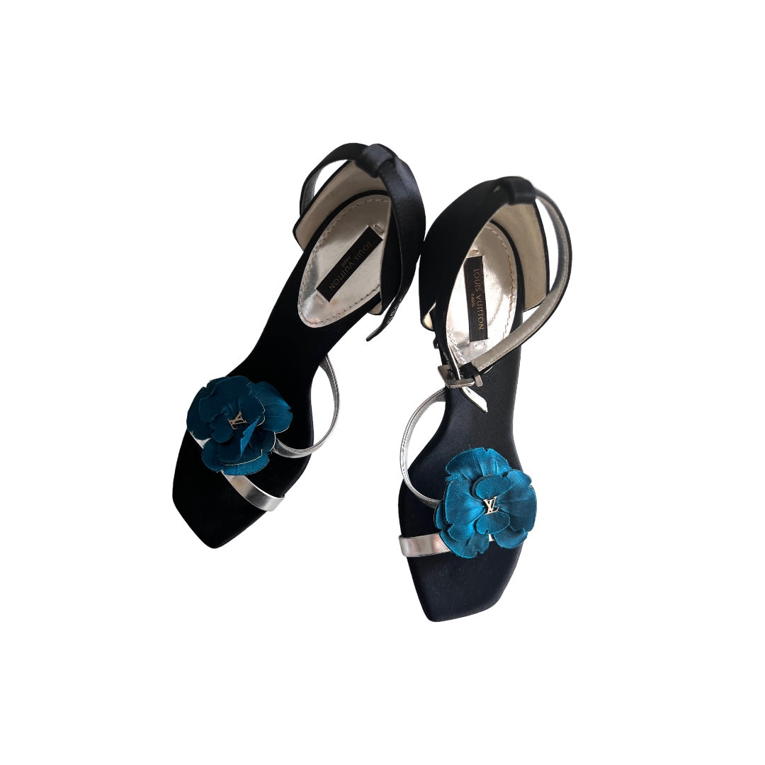 Louis Vuitton Blue Floral Print High Heels Women's Size 7 - Elegant Luxury Pumps for Parties, Weddings & Special Occasions