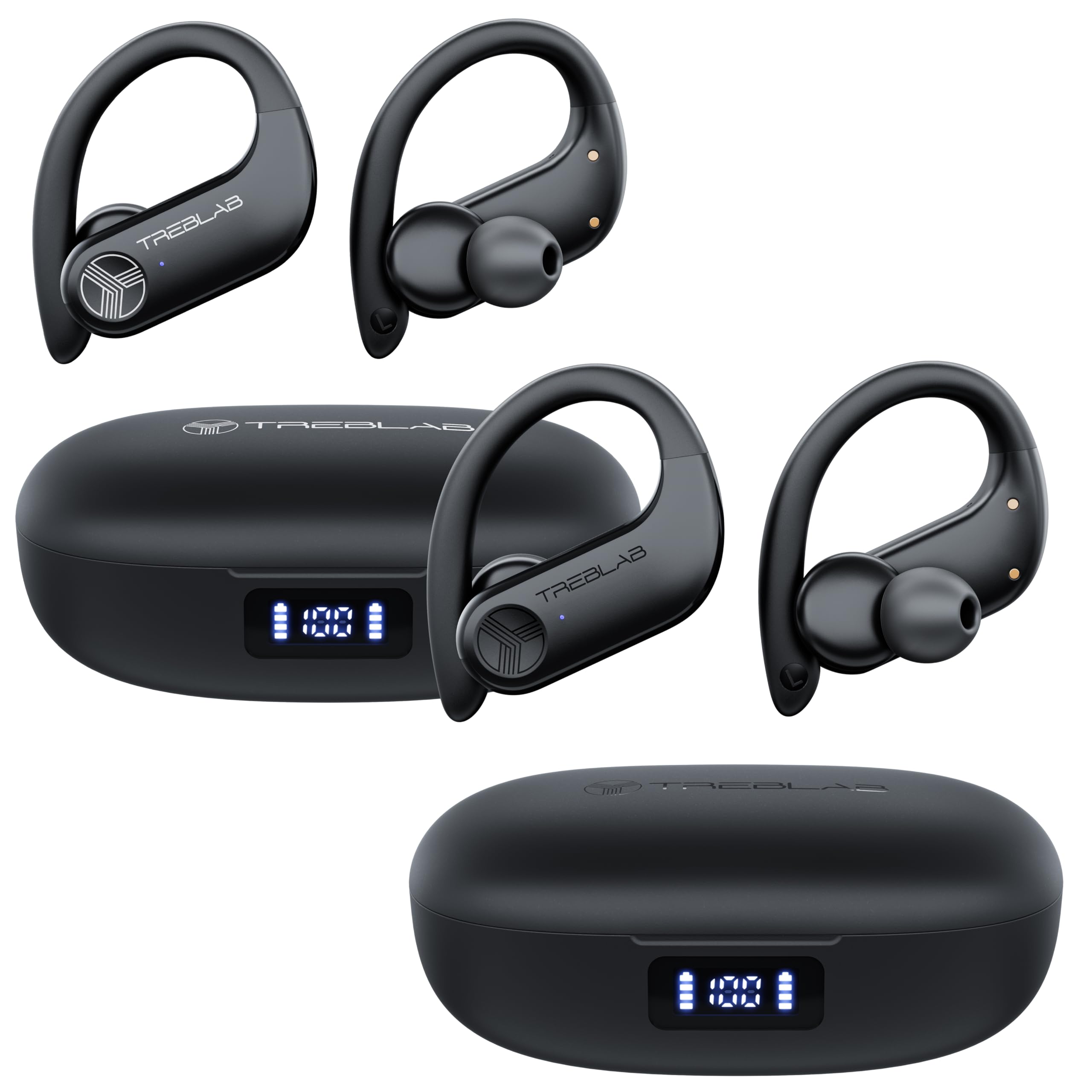TREBLAB X3 Pro True Wireless Earbuds - Bluetooth 5.0, Noise Cancelling, 30H Playtime (Black & White, 2 Pairs Bundle) - Perfect for Gym, Running, Travel & Work