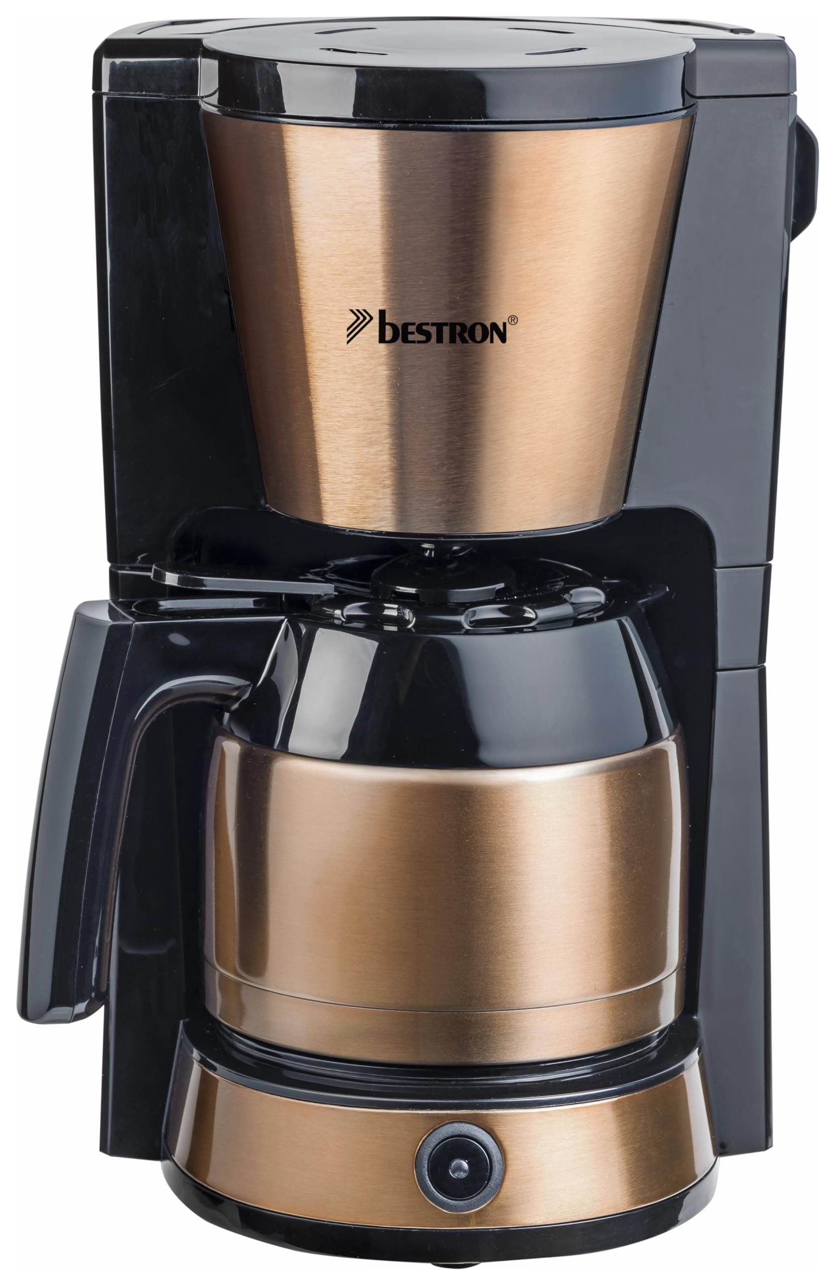 8-Cup Stainless Steel Coffee Maker with Copper Accents - 900W Fast Brewing for Home, Office & Restaurant Use