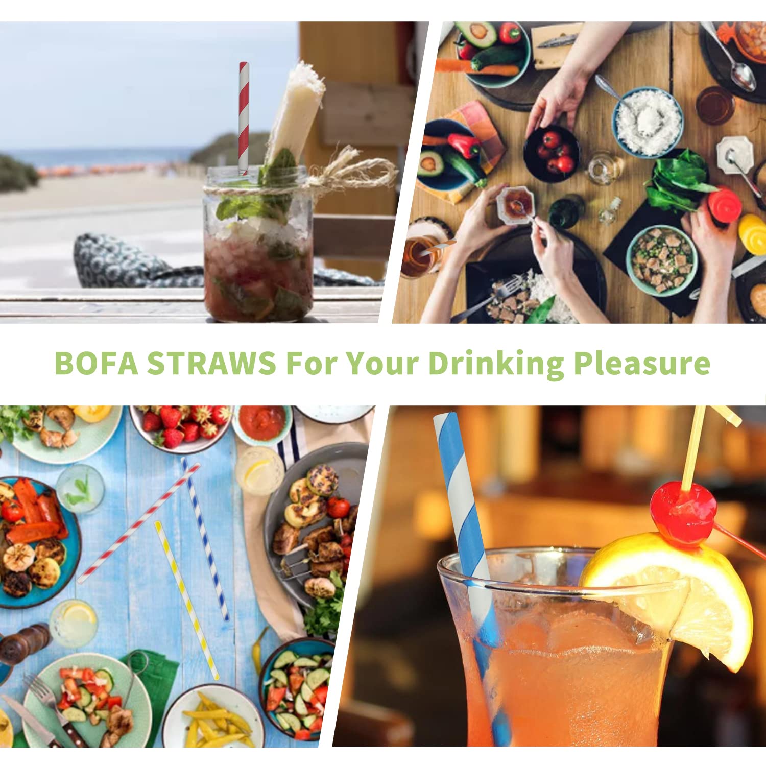 Eco-Friendly Red & White Striped Paper Drinking Straws - Biodegradable, Food Grade, 100-Pack - Perfect for Parties, Coca-Cola Drinks & Daily Use
