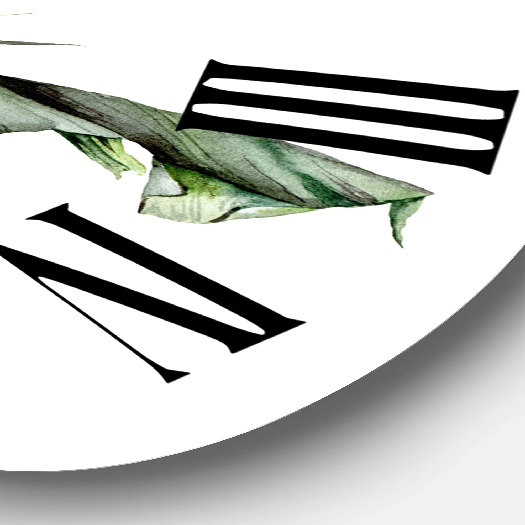 DesignQ Traditional Wall Clock - Tropical Bouquet with Banana Palm & Coconut Leaves - Large Floral Botanical Wall Clock for Bedroom, Living Room, Office Decor - Perfect for Home, Beach House & Tropical Theme Interior Design