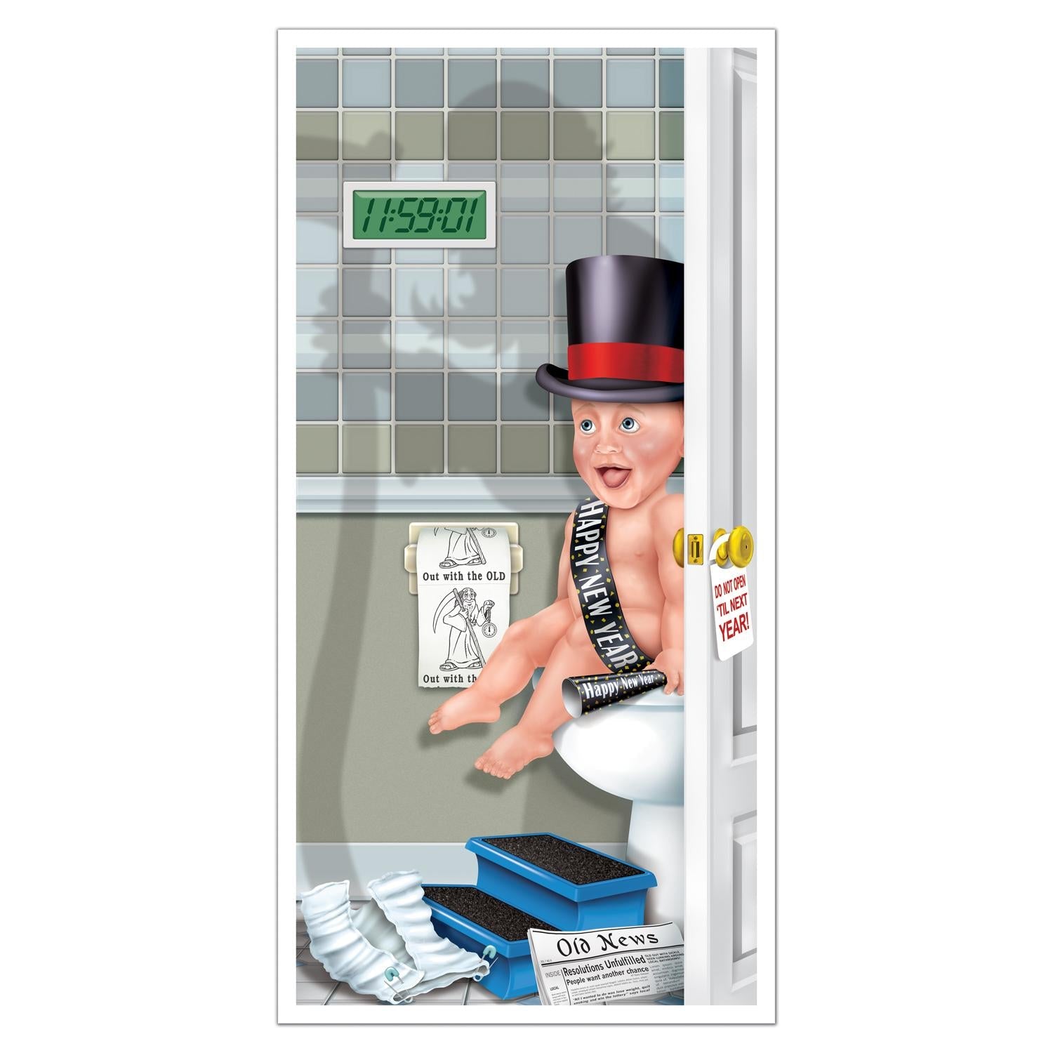 12 Pack Happy New Year Restroom Door Covers - Party Decorations for Bathroom, Home & Office - Perfect for New Year's Eve Celebrations & Holiday Parties