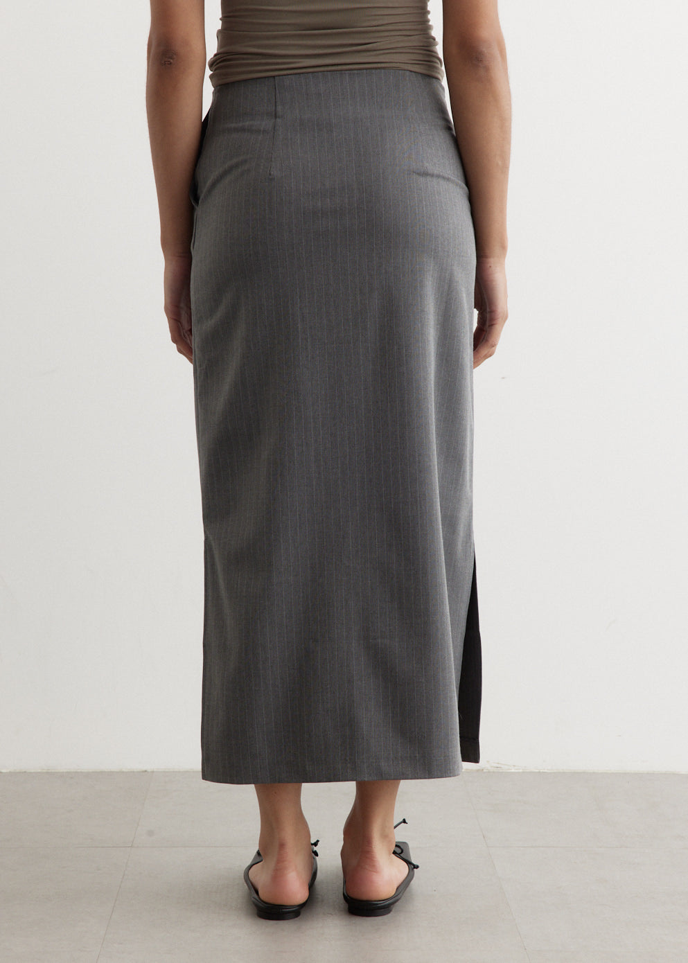Angel Long Pinstripe Skirt for Women - Elegant High Waist A-Line Midi Skirt with Side Slits | Perfect for Office, Party & Formal Occasions