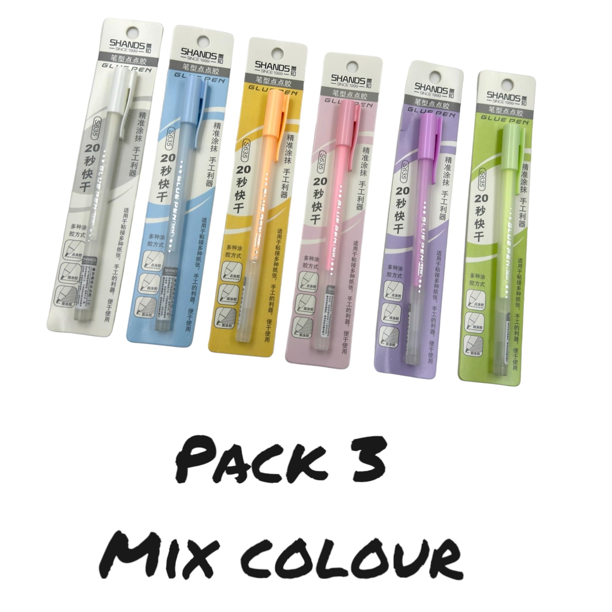 SAMVARDHAN Mess-Free Liquid Glue Pens for Crafts, School & Office - 3-Pack Bold Multicolor Glue Sticks | Perfect for Scrapbooking, DIY Projects & Paper Crafts