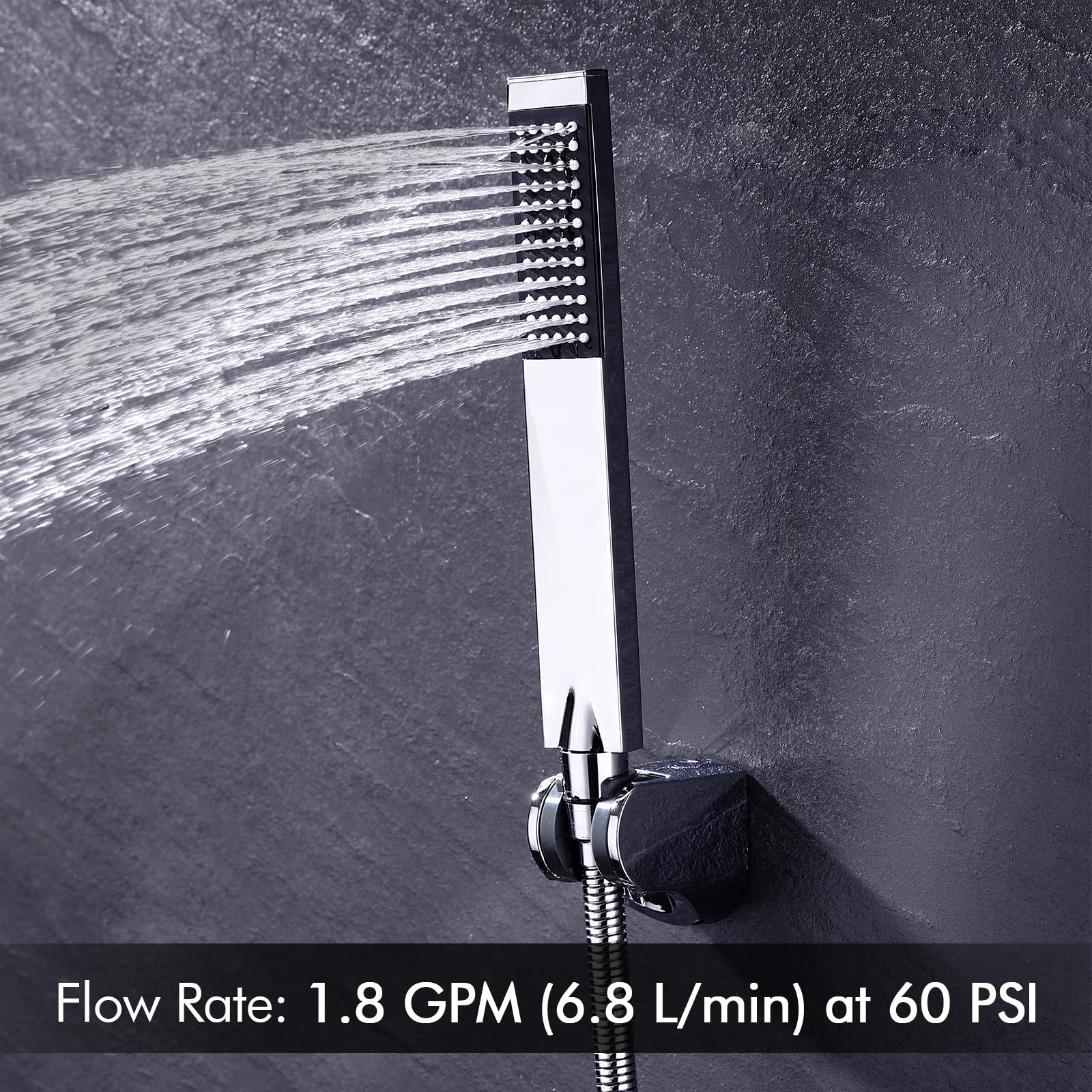 Premium KES Brass Handheld Shower Head with 5-Foot Hose - Polished Chrome Finish - Adjustable Spray Settings - Perfect for Bathrooms, Spa-Like Showers & Pet Grooming