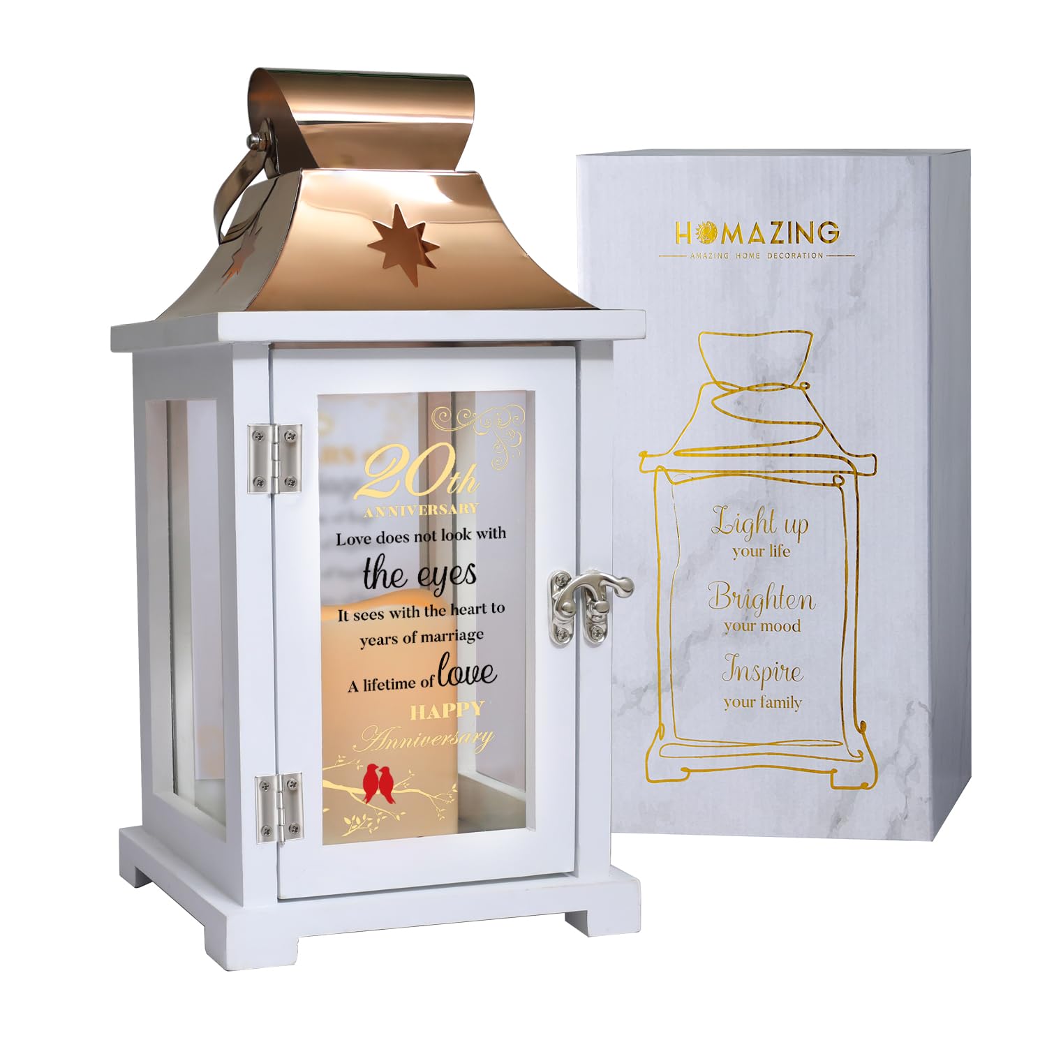 20th Anniversary Wedding Gifts for Couples - Personalized Keepsake Lantern for Wife, Husband & Parents | Romantic 20 Years Marriage Gift Idea for Home Decor & Special Occasions