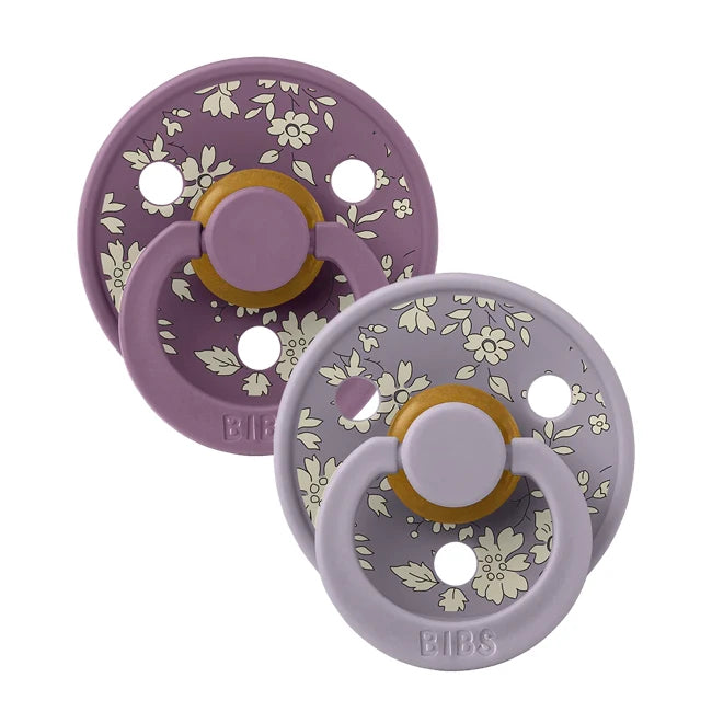 Bibs Liberty Original Color Collection Round Latex Pacifier 2-Pack - Capel Fossil Grey | Soothing Baby Pacifiers for Newborns & Infants | Perfect for Daycare, Travel & Sleep Time