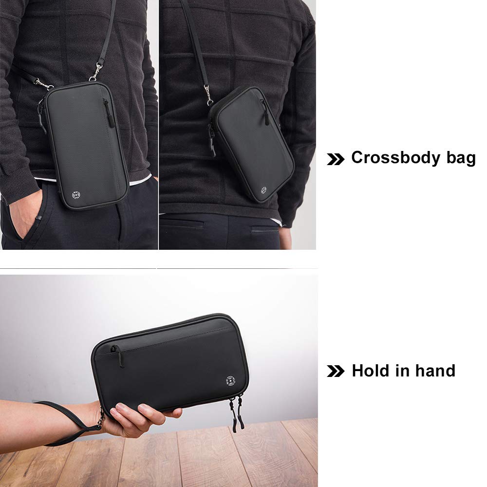 ZTBH Crossbody Travel Wallet & Passport Holder - Durable RFID Blocking Document Organizer for Family Vacations, Airplane Trips & International Travel (Blue) - Perfect for Airport Security, Sightseeing & Daily Commute