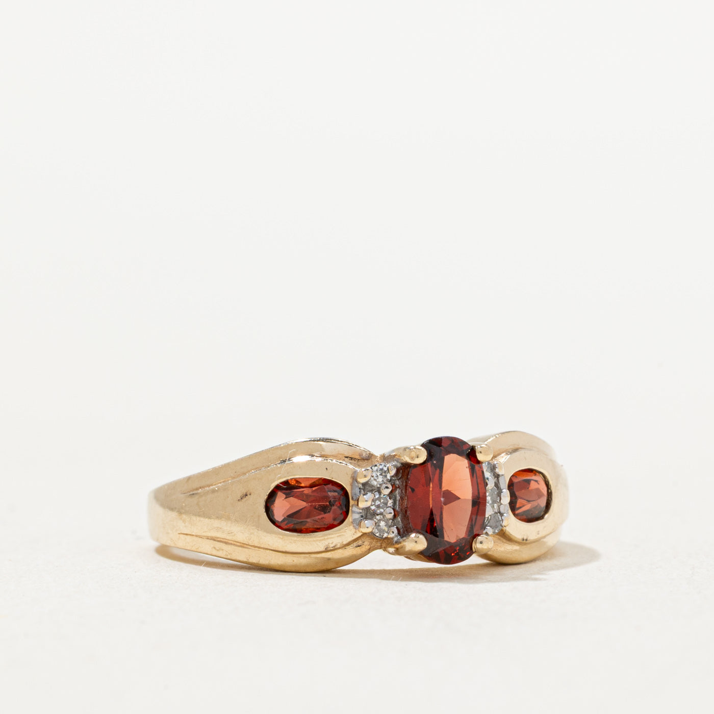 1.00ctw Oval Cut Garnet & Diamond Ring for Women - 0.03ctw Diamond Accents - Size 7 - Elegant Birthstone Jewelry for Anniversary, Valentine's Day & Special Occasions