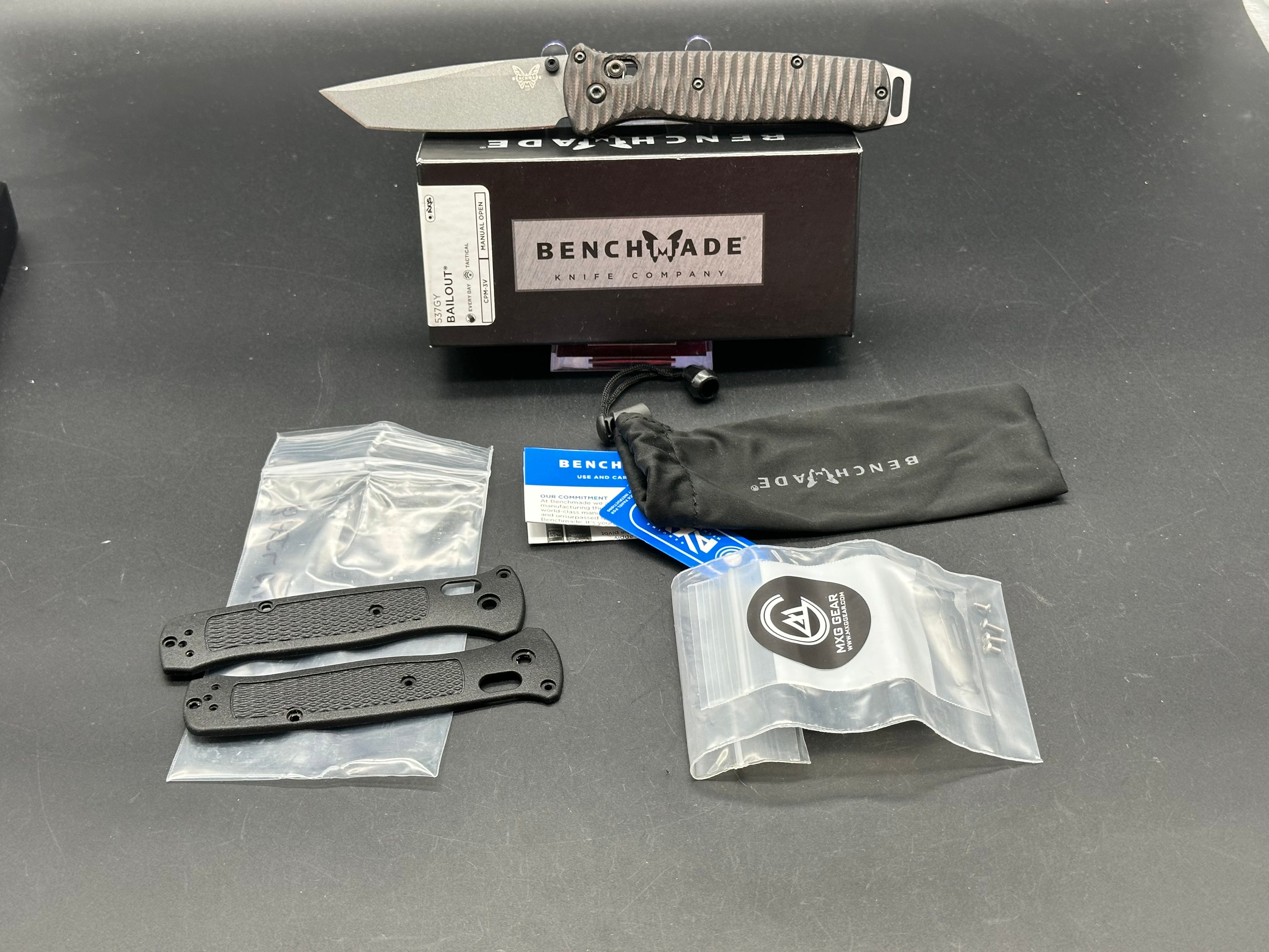 Benchmade Bailout 3V Folding Knife with Micarta Scales | MXG Deep Carry Clip & Original Accessories Included | EDC, Outdoor Survival, Camping & Tactical Use