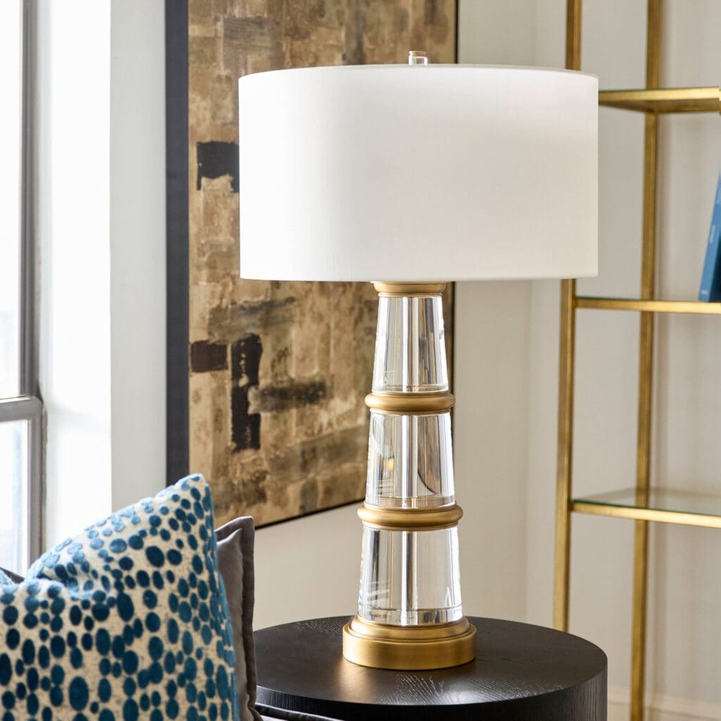 Cyan Design 11713 Bellamy Table Lamp - Elegant Crystal & Brass Base for Living Room, Bedroom, or Office Decor