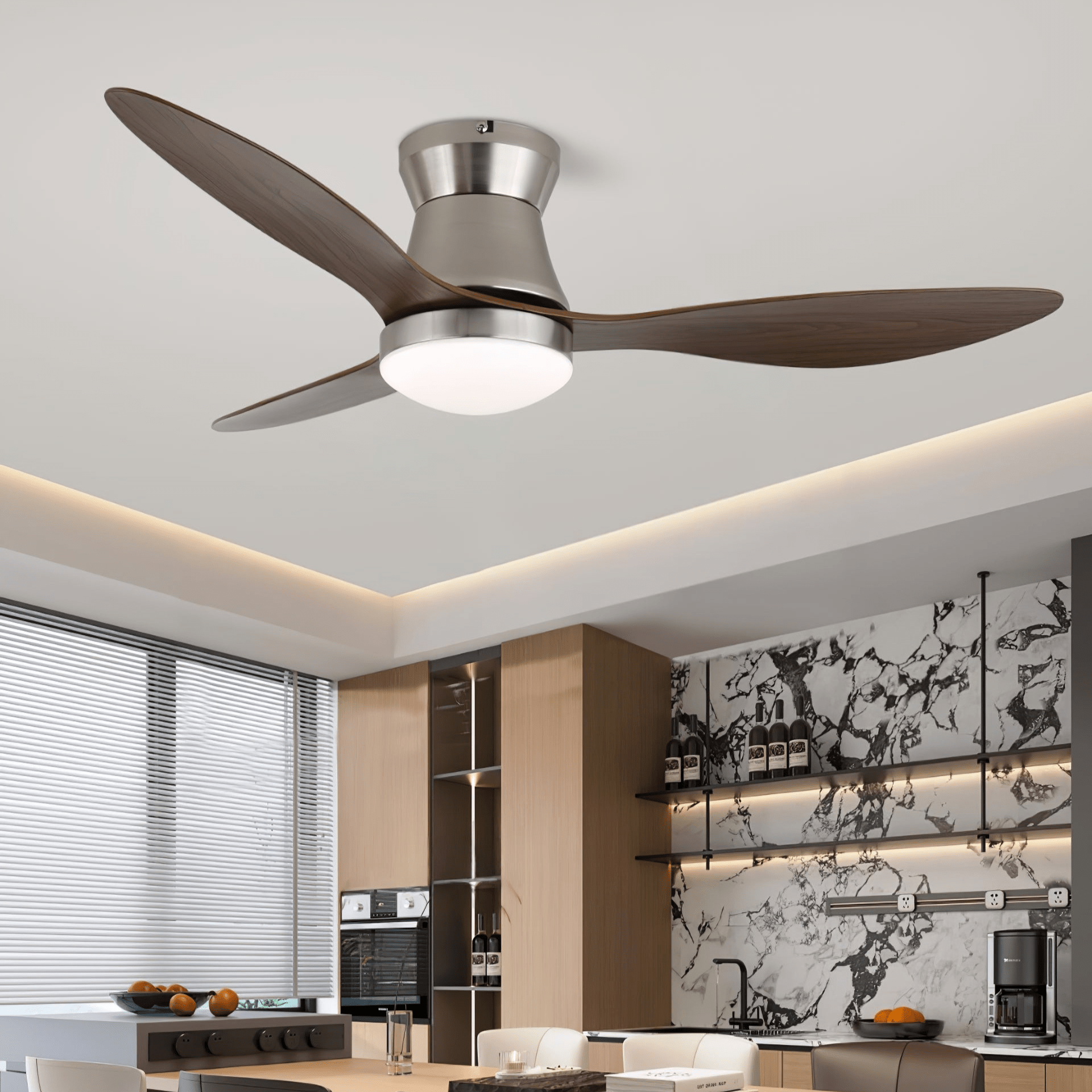 Aeronix Ceiling Fan with LED Light Kit - Modern Flush Mount Fan for Bedroom, Living Room & Office - Quiet, Energy Efficient Cooling & Lighting Solution
