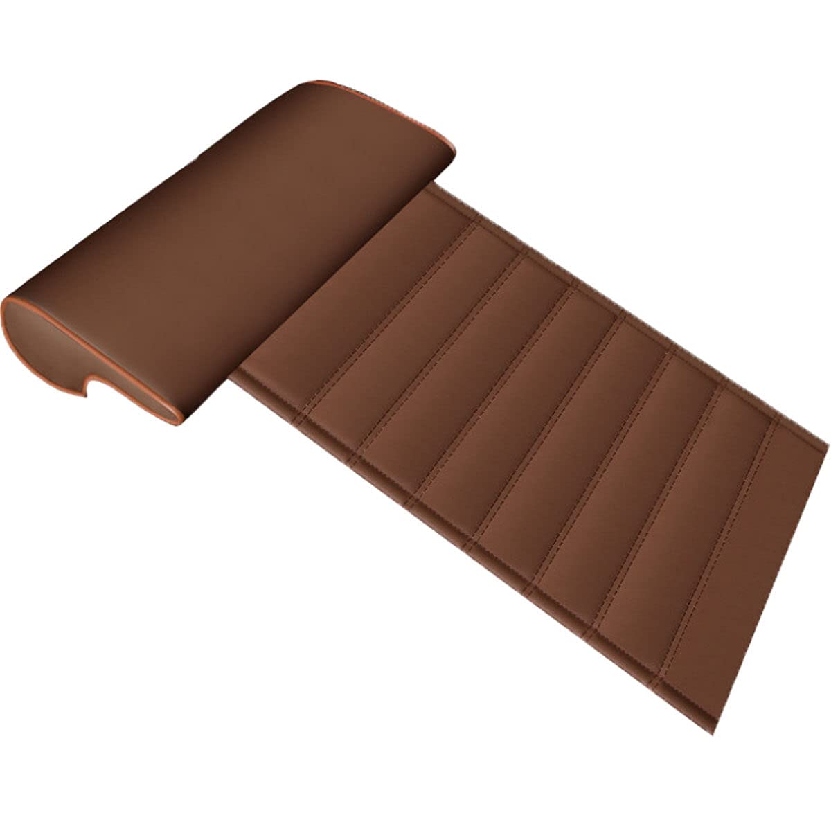 Comfortable Car Seat Cushion with Leg Support Pillow - Extended Cushion for Cars, Buses, Trains, Office & Home Use - Brown Stripes Design | Perfect for Long Drives, Travel & Work Comfort