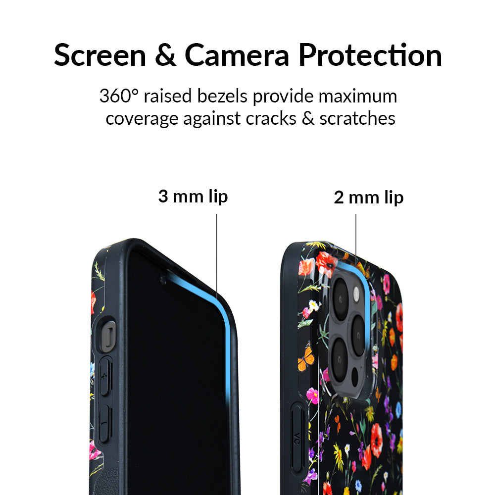 Black Wildflower iPhone Case - Durable Slim Protective Cover for iPhone [Model] - Perfect for Everyday Use, Travel & Outdoor Adventures
