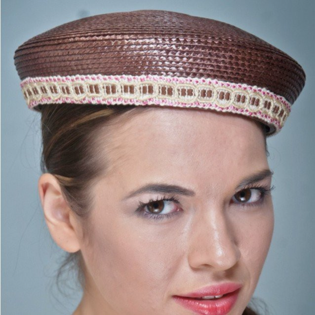 Women's Brown Straw Hat with Decorative Trim - Stylish Summer Beach Hat for Outdoor Activities, Travel & Fashion Accessories