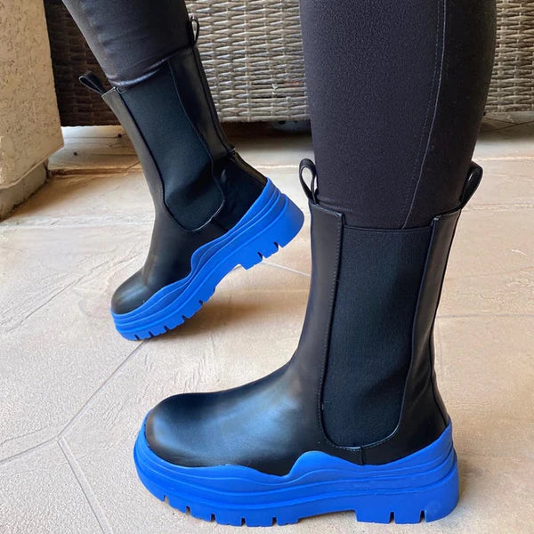 Cendi Booties for Women - Comfortable & Stylish Black and Blue Booties for Casual Wear, Work & Outdoor Activities