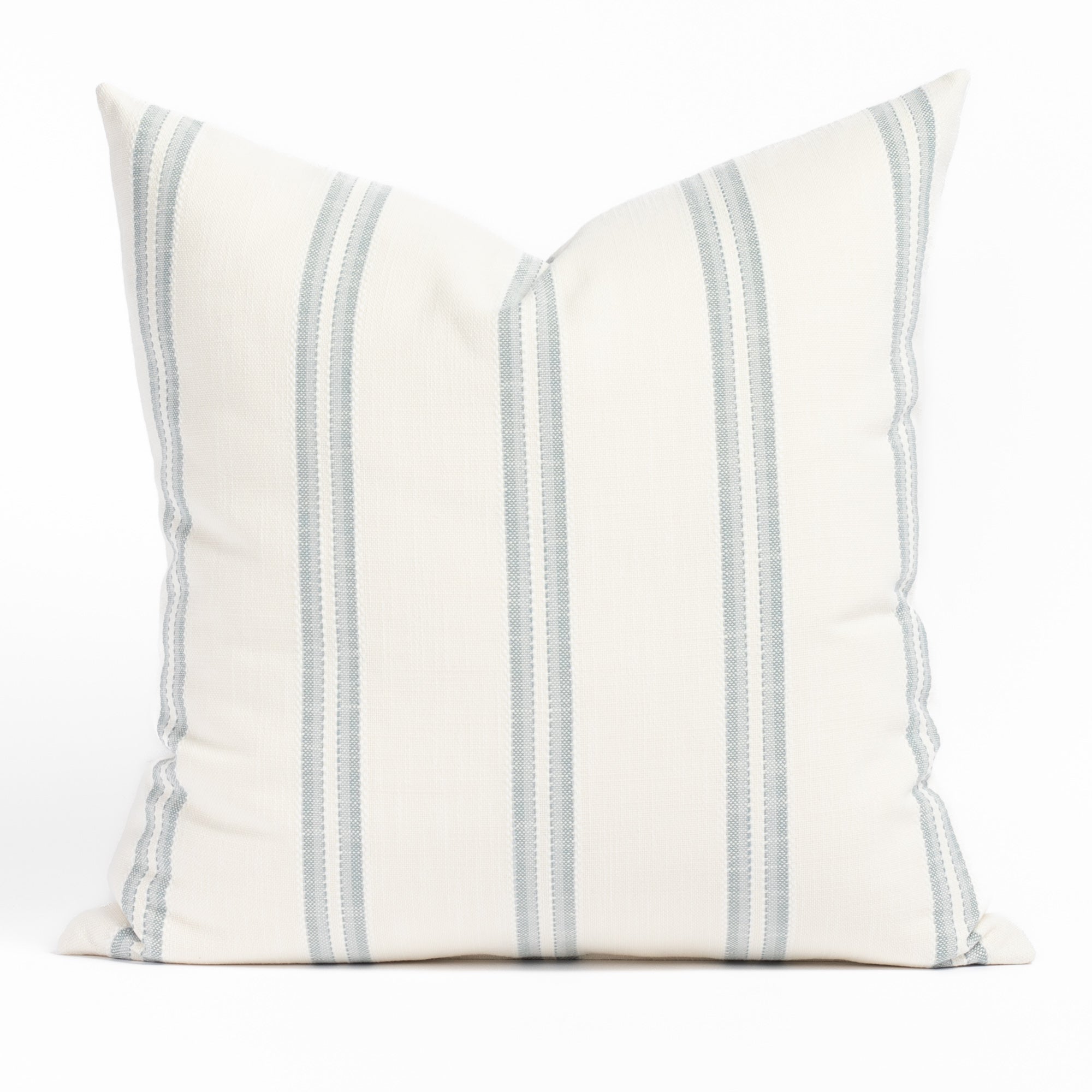 Riviera Stripe 22x22 Outdoor Pillow Cover - Water-Resistant Decorative Throw Pillow for Patio, Porch, Poolside & Garden - Mist Blue & White Striped Design