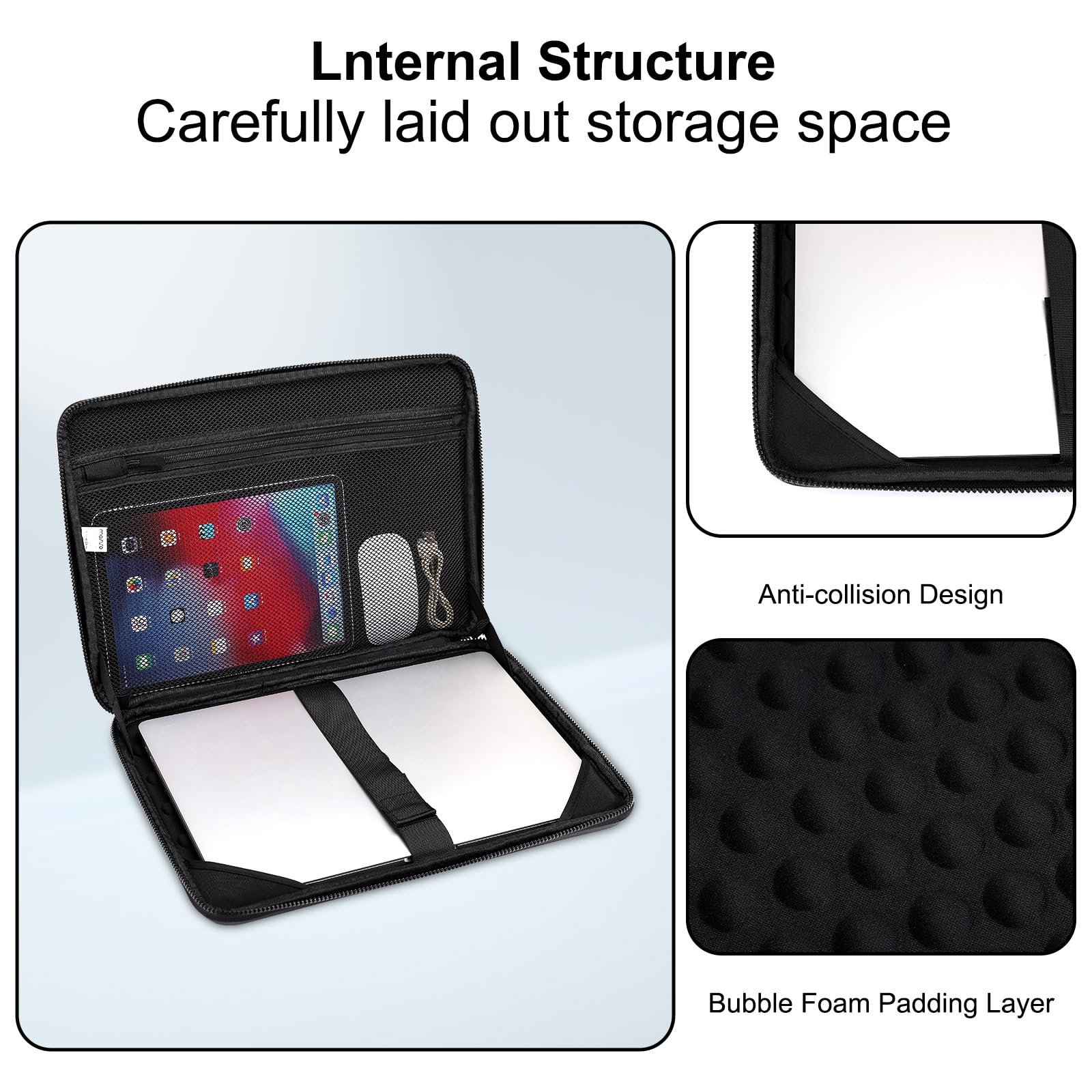 MOSISO 15.6 Inch Waterproof Shockproof Laptop Sleeve Bag - Hard Shell EVA Protective Case for MacBook Pro 16, HP, Dell, Lenovo Notebooks - Stylish Geometric Design Shoulder Bag (Black) - Perfect for Work, Travel & School Commute
