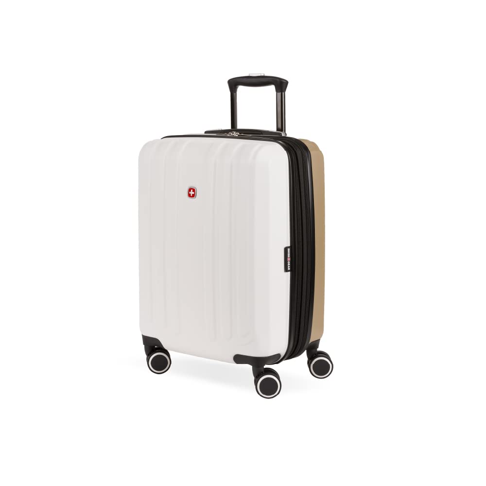 SwissGear Duet Hardside Expandable Carry-On Luggage 19-Inch with 360° Spinner Wheels, Lightweight Suitcase for Travel - Ivory/Taupe | Perfect for Business Trips & Weekend Getaways