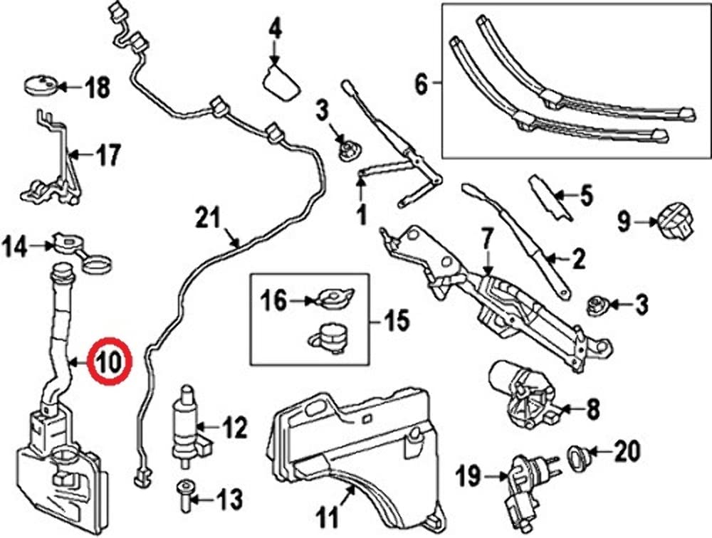 Mercedes-Benz 166 869 07 20 Windshield Washer Fluid Reservoir - Replacement Part for W164 ML-Class & GL-Class SUVs - Perfect for Winter Driving & Long Road Trips